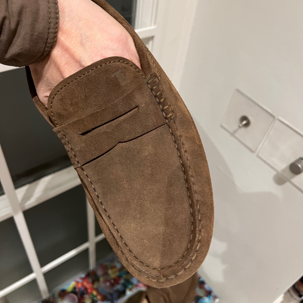 Brown Suede Penny Loafers Slip-On Style
